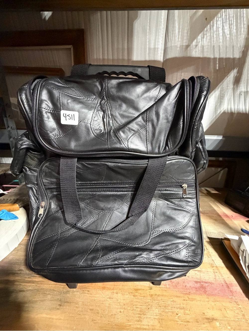 #4511-Men's Black Travel Duffel Bag with Front Organizer